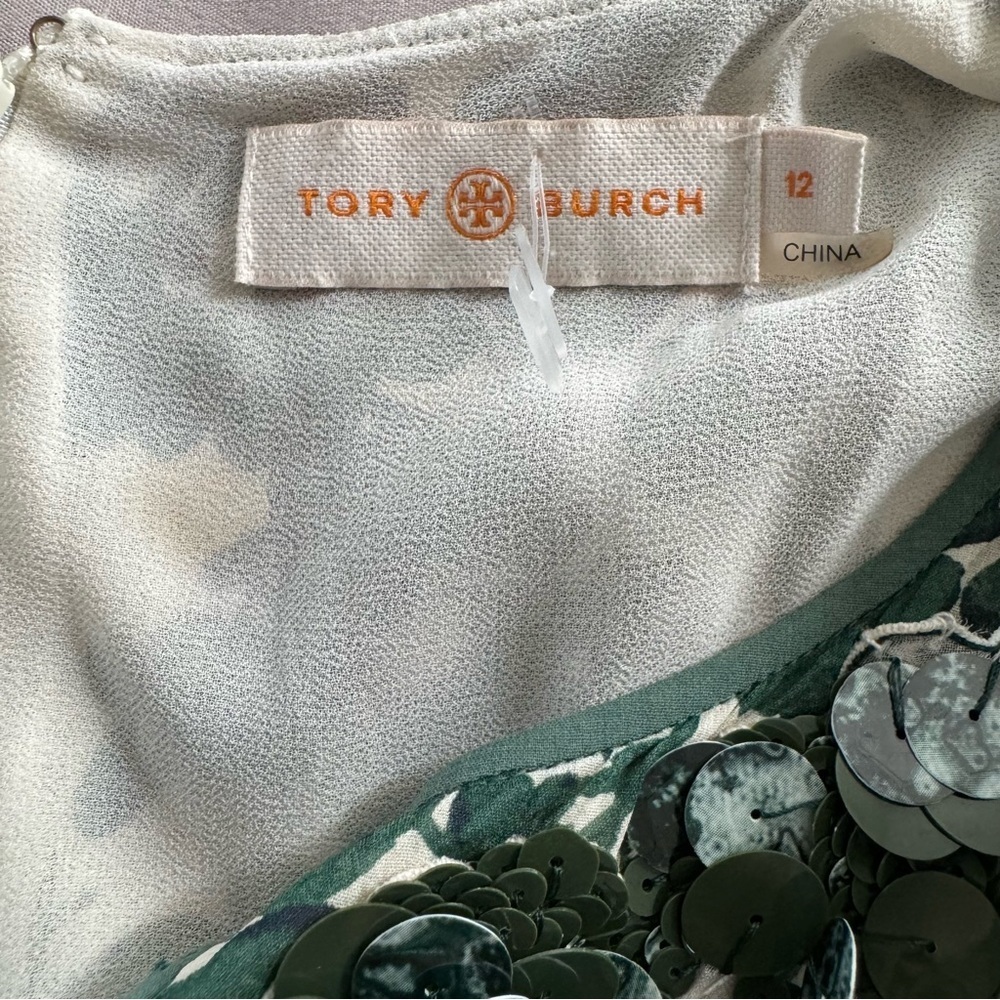 Tory Burch Talan Caftan Green Vine Issy Gown Dress size 12 - Picture 11 of 12